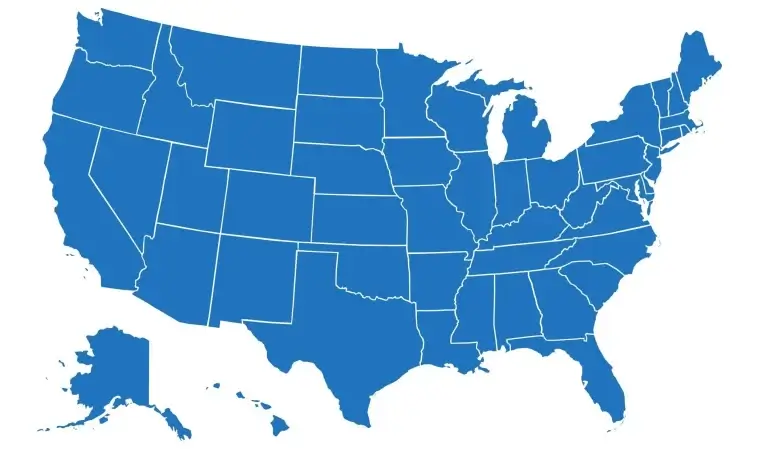 Map of States in the United States of America