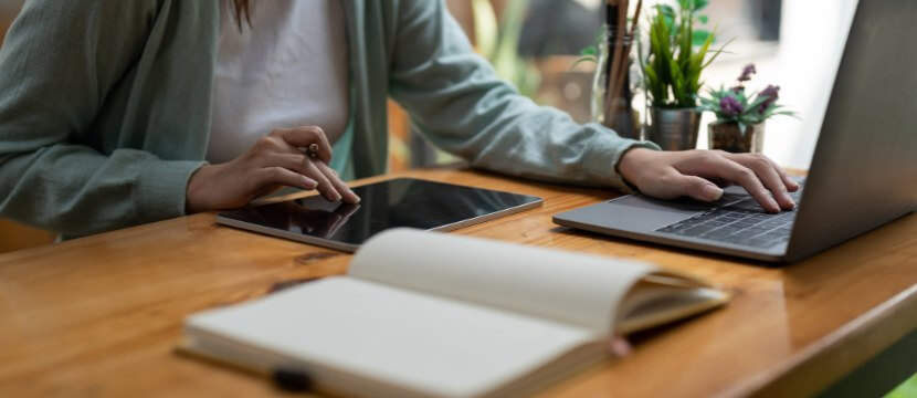 Student studying online